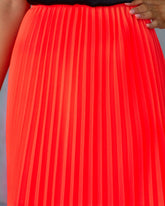 Glowing Love Pleated Maxi Skirt - Neon Orange Oshnow